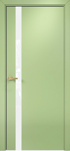 Дверь Оникс Верона 1 эмаль фисташковая, триплекс белый