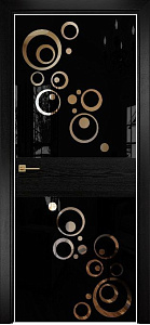 Недавно просмотренные - Дверь Оникс Соло 2 эмаль черная по ясеню, глухая, лакобель RAL 9005 Круги зеркало