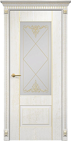 Недавно просмотренные - Дверь Оникс Марсель фрезерованная, эмаль белая патина золото, сатинат контурный витраж №1