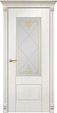 Схожие товары - Дверь Оникс Марсель фрезерованная, эмаль белая патина золото, сатинат контурный витраж №1