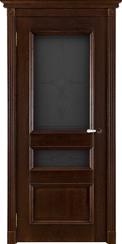 Дверь ДР массив дуба Афродита античный орех, стекло мателюкс графит