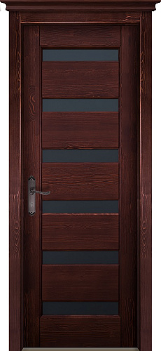 Дверь ОКА браш массив сосны Палермо махагон, стекло графит