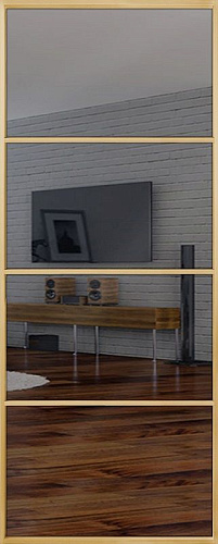 Перегородка Alum №4 золото, триплекс зеркало графит