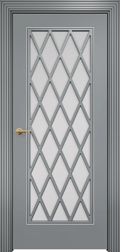 Дверь Оникс Турин фрезерованная эмаль RAL 7040, сатинато с решеткой №4