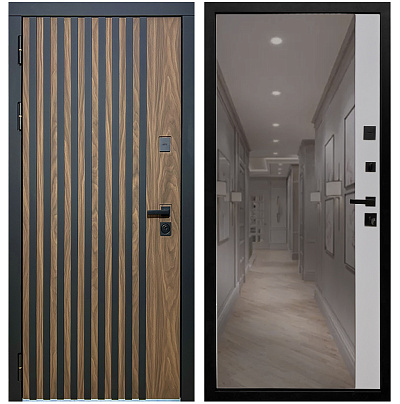 Входная дверь Матадор MXL-1 орех американский мокко/панель зеркало 1, силк маус