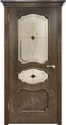 Дверь Оникс Барселона каштан, стекло "Витраж Бевелс"
