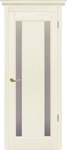 Дверь ОКА браш массив сосны Милан эмаль слоновая кость, стекло графит