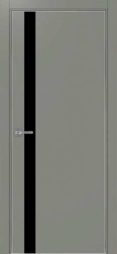 Дверь Эко 211 серый, кромка AL хром SC с 4-х сторон, lacobel черный