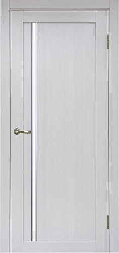 Дверь Эко 527.121 АПС ясень серебристый молдинг SC, lacobel белый