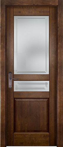 Дверь ПМЦ массив ольхи микс ОЛ85 бренди, стекло матовое 85/4