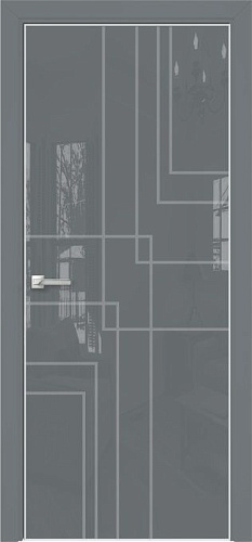 Дверь Оникс Арт, лакобель серый RAL 7040, пескоструй №13