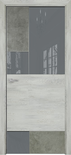 Дверь Оникс New York бетон светлый/ CPL лофт, глухая с вставкой лакобель RAL 7040