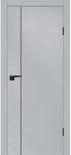 Дверь Текона Smalta 49 эмаль серая, молдинг черный, глухая