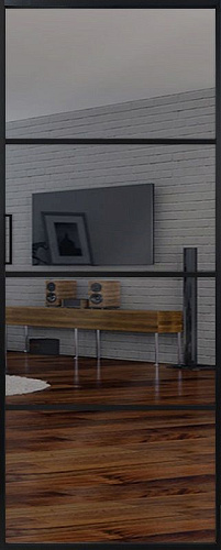 Перегородка Alum №4 черный, триплекс зеркало графит