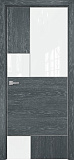 Дверь Оникс Нью Йорк седой дуб, глухая с вставкой лакобель RAL 0333