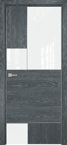 Дверь Оникс New York седой дуб, глухая с вставкой лакобель RAL 0333