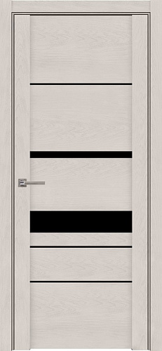 Дверь ДР экошпон UniLine Soft touch 30023 софт бьянка, стекло черное