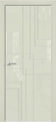 Дверь Оникс Арт, лакобель слоновая кость RAL 1013, витраж контурный №13