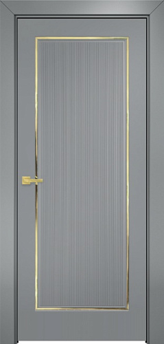 Дверь Оникс Сиэтл 1 эмаль RAL 7040 молдинг золото, глухая