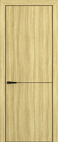 Дверь Z K10 toppan дуб натуральный, ALU кромка черная, молдинг черный, глухая