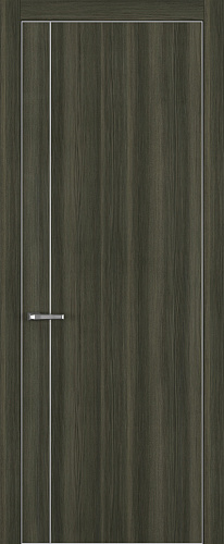 Дверь Z K14 toppan дуб темный, ALU кромка хром, молдинг серебро, глухая