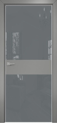 Дверь Оникс Соло 2 эмаль RAL 7036, глухая, Lacobel RAL 7040