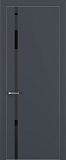 Дверь Z K1 полипропилен  графит премьер, ALU кромка хром, лакобель black classic, глухая