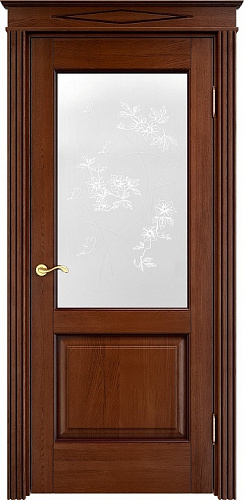 Дверь ПМЦ массив дуба Д13 коньяк с патиной, стекло 13-4