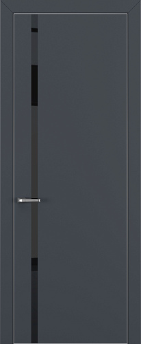 Дверь Z K1 полипропилен  графит премьер, ALU кромка хром, лакобель black classic, глухая