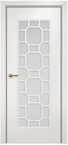 Дверь Оникс Турин фрезерованная эмаль белая, сатинато с решеткой №3