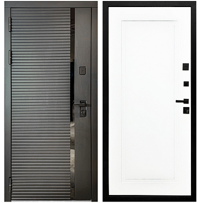 Входная дверь Матадор MXМ-6 антрацит софт/панель Лайн-1, белая матовая