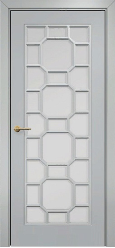 Дверь Оникс Турин фрезерованная эмаль RAL 7038, сатинато с решеткой №3