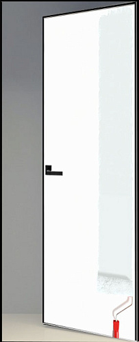 Дверь скрытая под покраску Invisible-4, 2,0 м, кромка AL black, revers, 40 мм