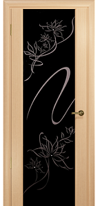 Недавно просмотренные - Дверь Арт Деко Спациа-3 беленый дуб, триплекс черный  цветы+стразы