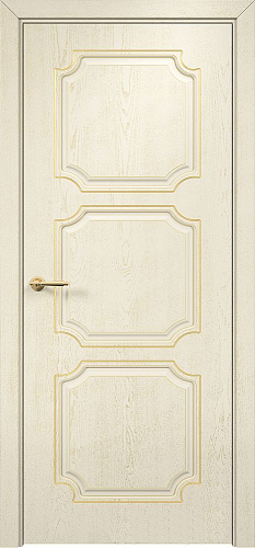 Дверь Оникс Валенсия фрезерованная эмаль слоновая кость патина золото, глухая