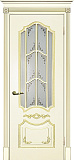 Дверь Текона эмаль Smalta 10 слоновая кость RAL 1013 патина золото, остекленная