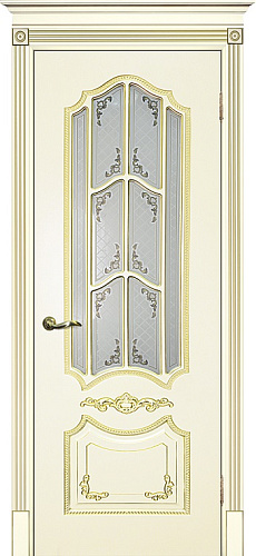 Дверь Текона эмаль Smalta 10 слоновая кость RAL 1013 патина золото, остекленная