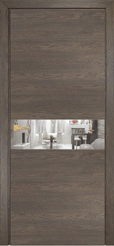 Дверь Оникс Соло дуб античный, глухая с вставкой зеркала