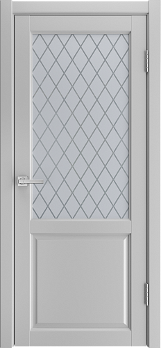 Дверь Сильвер эмалит светло-серый, сатинат гравировка Ромбы
