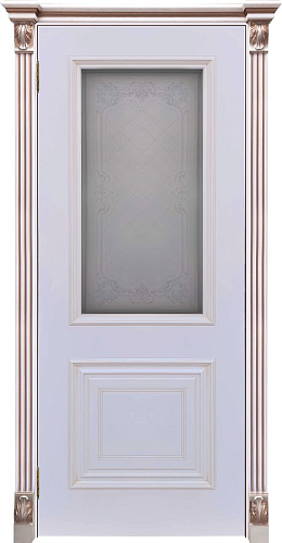Дверь ДР Finezza Итало Багет-30 эмаль белая патина капучино, стекло