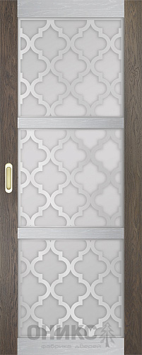 Перегородка Оникс №2 дуб античный/серебро/Р-№5, сатинат белый