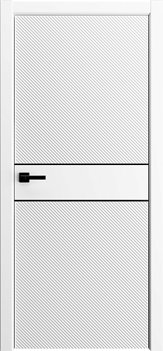 Дверь Фортуна-2 эмаль белая, молдинг черный, глухая