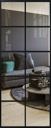 Перегородка Alum №9 черный, стекло прозрачное бронза