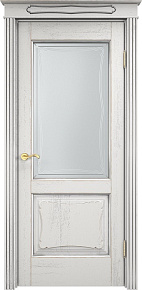 Недавно просмотренные - Дверь ПМЦ массив дуба Д6 белый грунт с патиной серебро микрано, стекло 6-4