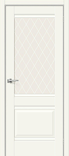 Дверь Прима-3 эмалит аляска, сатинат white crystal