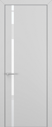 Дверь Z K1 полипропилен серый, ALU кромка хром, лакобель white pure, глухая