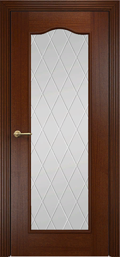 Дверь Оникс Классика 2 красное дерево, сатинат гравировка Ромбы