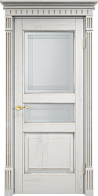 Недавно просмотренные - Дверь ПМЦ массив дуба Д5 белый грунт с патиной серебро микрано, стекло 5-2