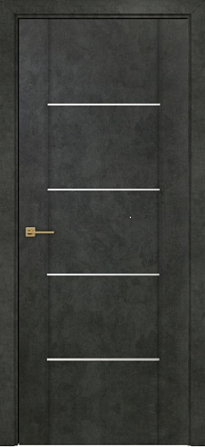 Дверь Оникс Парма бетон темный, глухая с молдингом