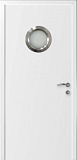 Дверь с иллюминатором влагостойкая композитная Капель белая